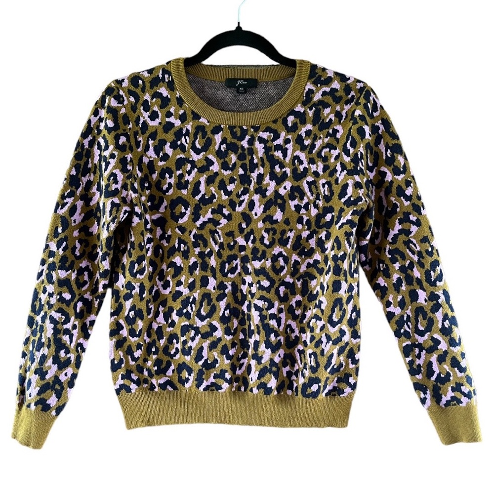 J Crew Merino Wool Mixed Animal Print Sweater Size XS